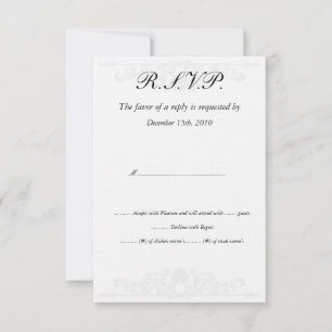 Convite Placas RSVP de Casamento Branco/Silver Elegante