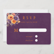 Placas RSVP de Casamento Floral de Cor Laranja Rox