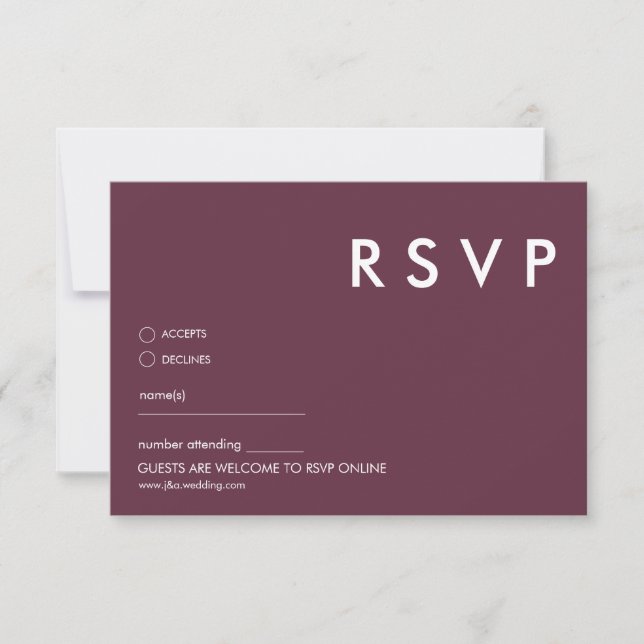 Convite Placas RSVP de Casamento Minimalista (Frente)