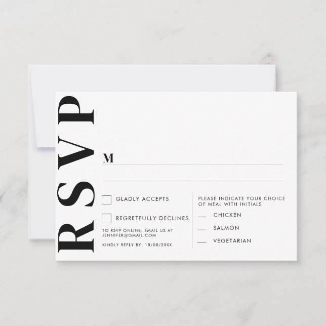 Convite Placas RSVP de Casamento Minimalista (Frente)