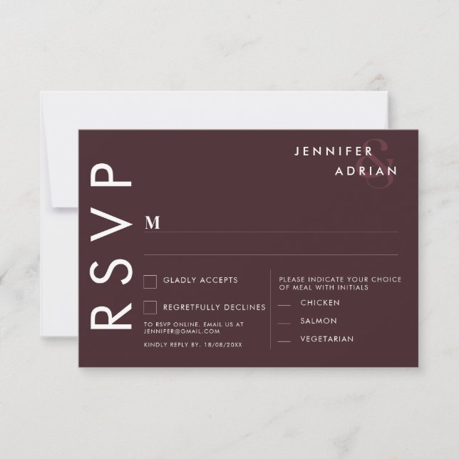 Convite Placas RSVP de Casamento Minimalista (Frente)