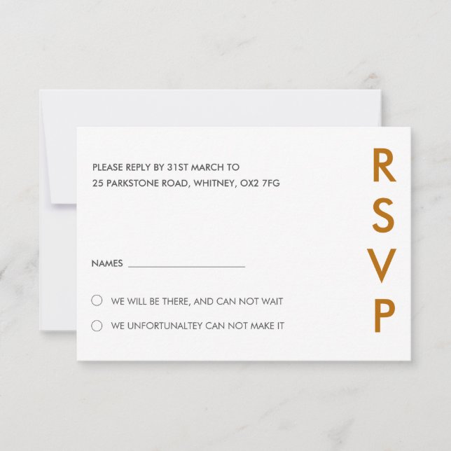 Convite Placas RSVP de Casamento Minimalista (Frente)