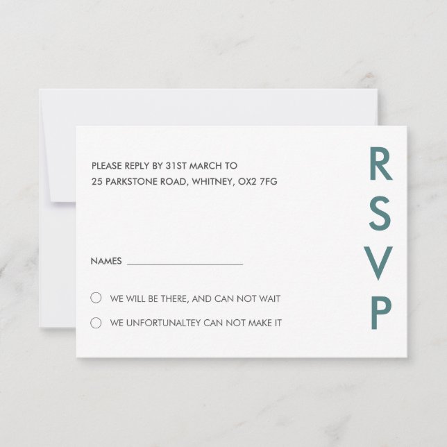 Convite Placas RSVP de Casamento Minimalista (Frente)