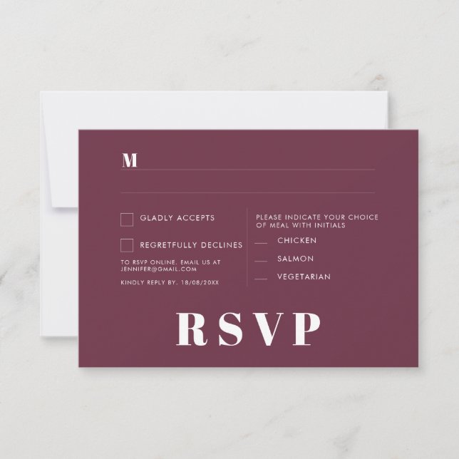 Convite Placas RSVP de Casamento Minimalista (Frente)