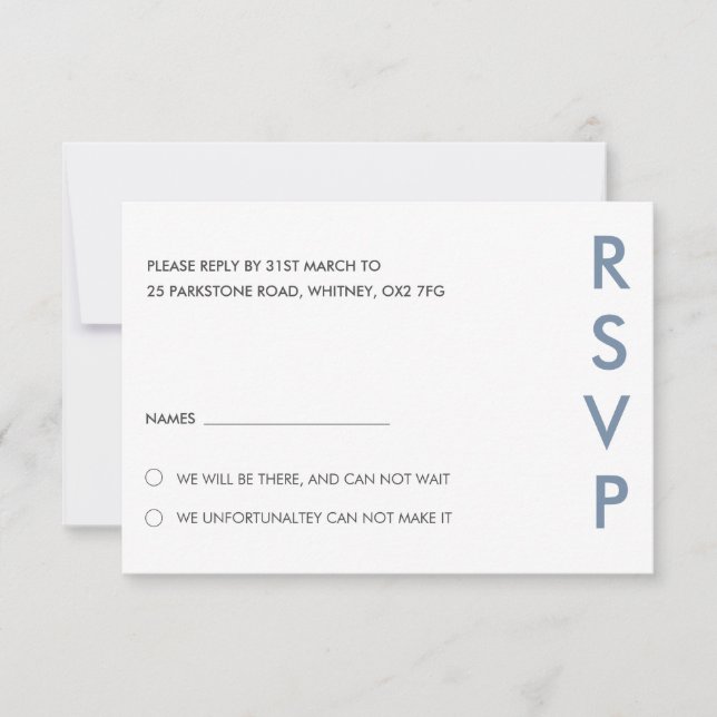 Convite Placas RSVP de Casamento Minimalista (Frente)