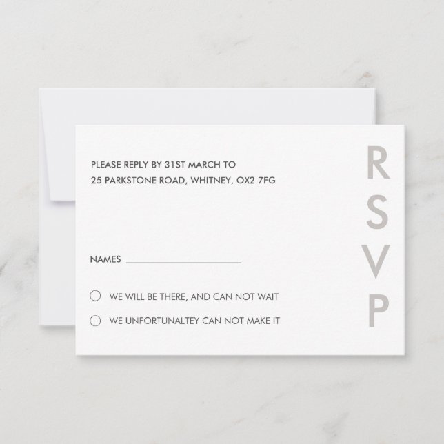 Convite Placas RSVP de Casamento Minimalista (Frente)