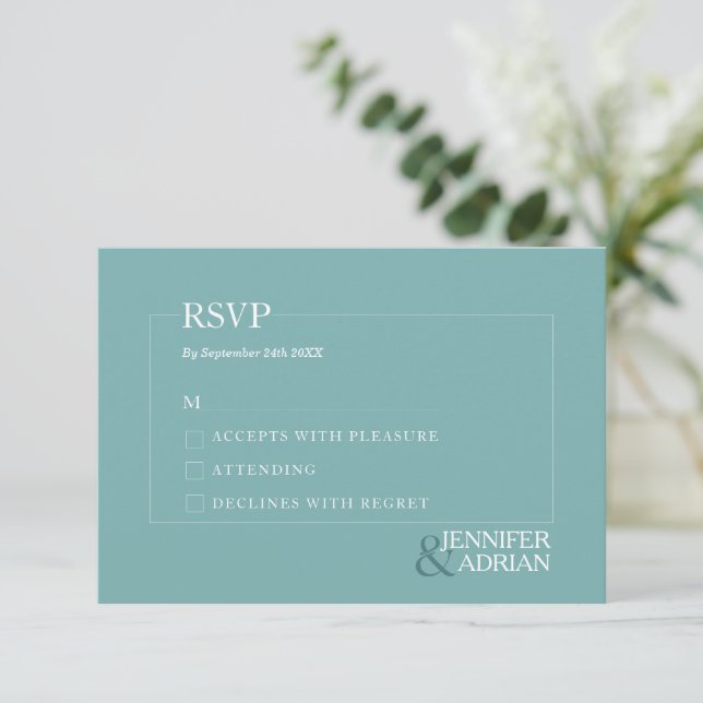 Convite Placas RSVP de Casamento Minimalista (Em pé/Frente)