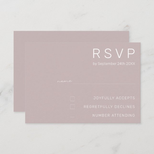 Convite Placas RSVP de Casamento Minimalista (Frente/Verso)