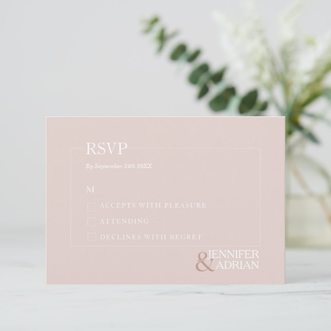 Convite Placas RSVP de Casamento Minimalista (Em pé/Frente)