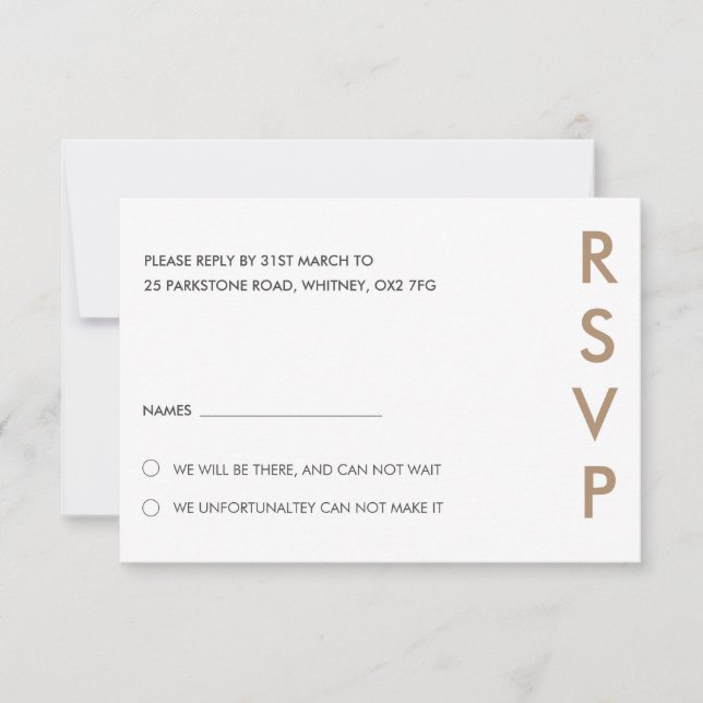 Convite Placas RSVP de Casamento Minimalista (Frente)