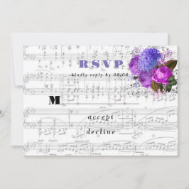 Convite Placas RSVP de Casamento Musical Elegante
