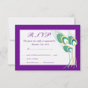 Convite Placas RSVP de Casamento Pêssego Roxo Moderno