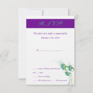 Convite Placas RSVP de Casamento Pêssego Roxo Moderno