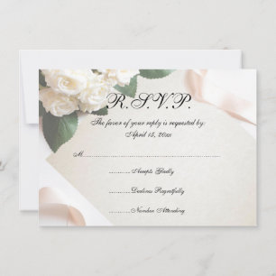 Convite Placas RSVP de Flor de Casamento Branco