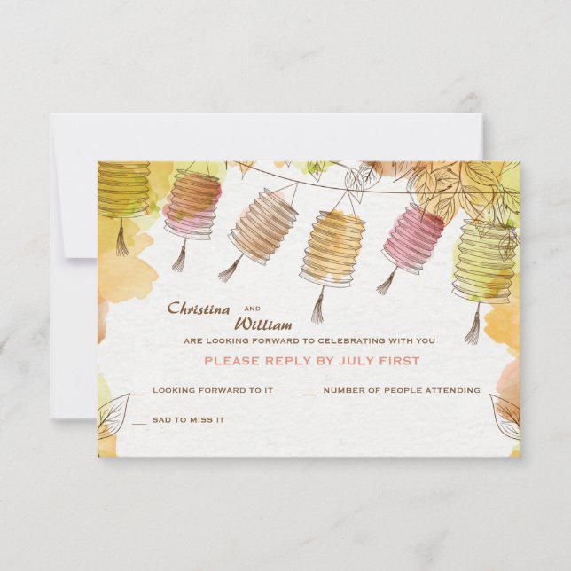 Convite Placas RSVP de Seis Lanternas (Frente)