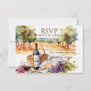 Convite Placas RSVP horizontais de vinhedo de aquarela