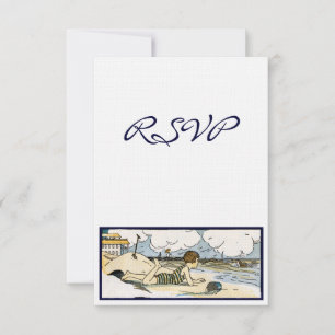Convite Placas RSVP Personalizadas de Arte de Praia Vintag
