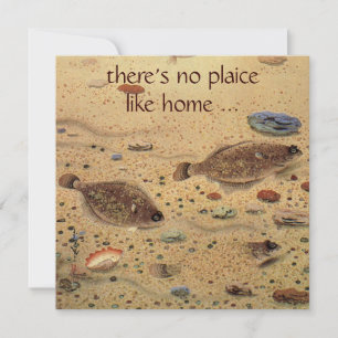 Convite Plaice Antigo Peixe Achatado, Divertida Festa de A