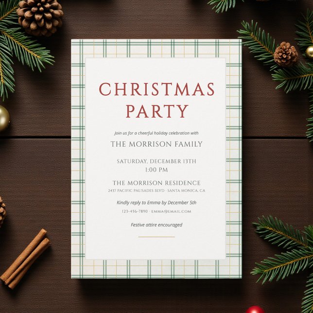 Convite Plaid Christmas Party Invitation (Criador carregado)