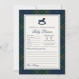 Convite Plaid Classic Rocking Horse Advice for Baby Card