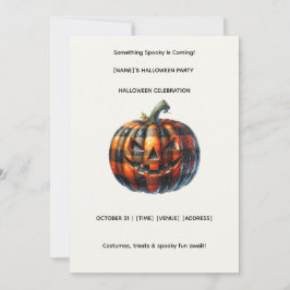 Convite Plaid Pumpkin Halloween Party Invitation