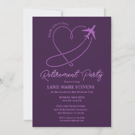 Convite Plain Purple Heart Plain Retirement Party