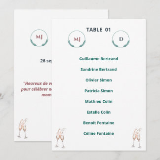 Convite Plan de Table Individuel Chic – Harmony Journey