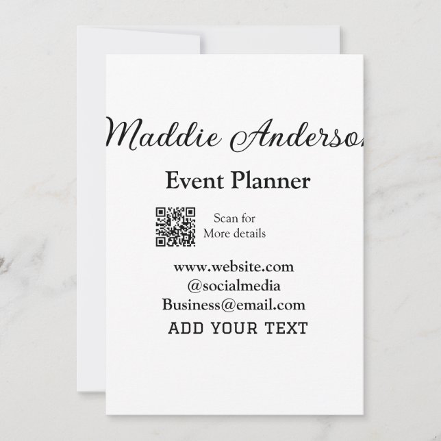 Convite planejador de eventos adicionar nome código Q R de (Frente)