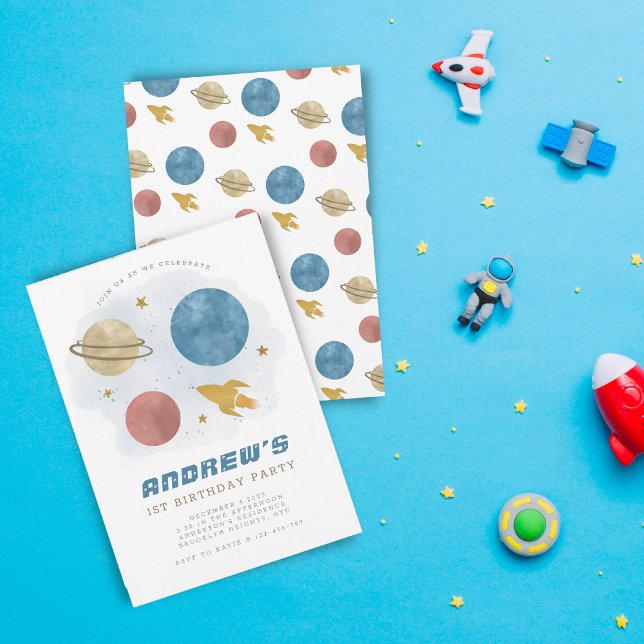 Convite Planeta Espacial Exterior Cólito Cód. Primeiro Ani (Criador carregado)