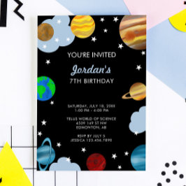 Convite Planetas Aniversário Festa de Galáxias Espaciais E