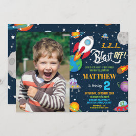 Convite Planetas de naves de foguetes espaciais vibrantes 
