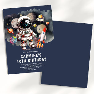 Convite Planetas do Espaço Exterior Menino 10º Aniversário