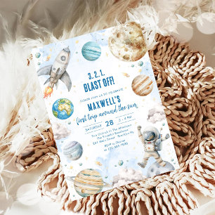 Convite Planetas do Espaço Exterior Menino Astronauta Aniv