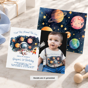 Convite Planetas do Espaço Sideral Foto 1º Aniversário