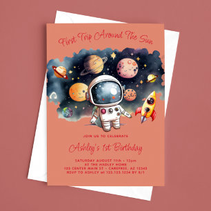 Convite Planetas do Espaço Sideral Menina 1º Aniversário