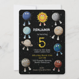 Convite Planetas e o Aniversário de criança do sistema sol