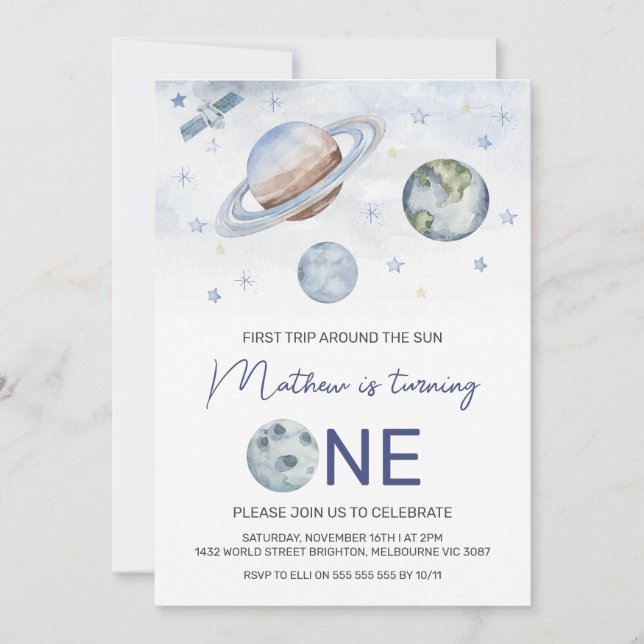 Convite Planetas em primeiro lugar em torno do primeiro an (Frente)