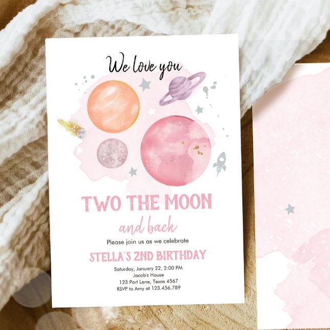 Convite Planetas Espaciais Exteriores Dois O Aniversário D (Criador carregado)