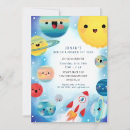 Convite Planetas Espaciais Exteriores Navio-Foguete Aniver