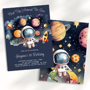 Convite Planetas Exteriores primeiro aniversario Azul