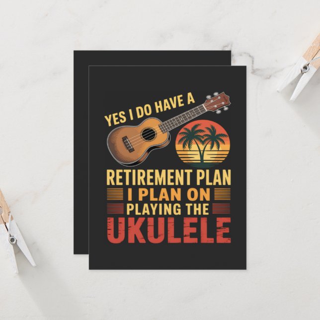 Convite Plano de Aposentadoria Ukulele Engraçado (Frente/Verso In Situ)