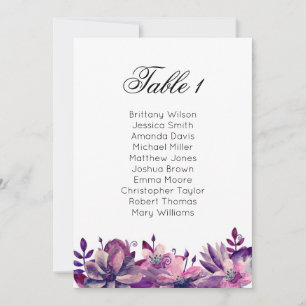 Convite Plano de assento de casamento roxo. Plano de mesa