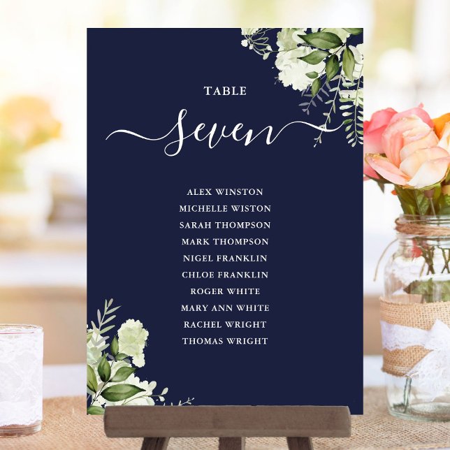 Convite Plano de Assento de Folhagem Verde Elegante Número (Elegant Greenery Foliage Seating Plan Table Number)