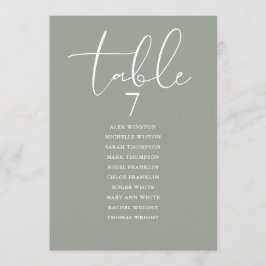 Convite Plano de Assento Elegante Verde Sage Número da Mes