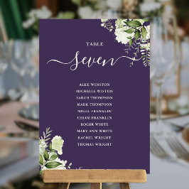 Convite Plano de Assento Floral Verde Roxo Número da Mesa