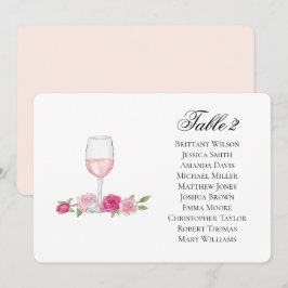 Convite Plano de assentos com rosas. Copo de vinho. Casame
