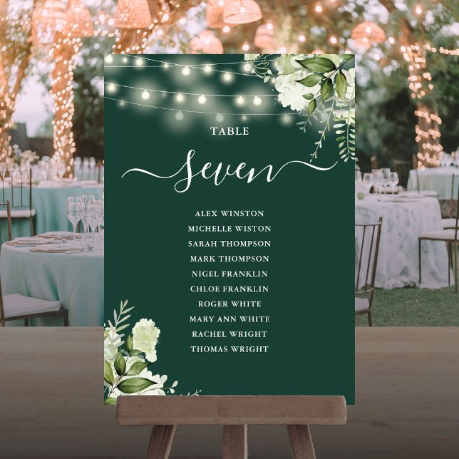 Convite Plano de Assentos da Mesa Número Verde Esmeralda (Emerald Greenery Seating Plan Table Number)