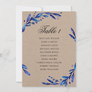 Convite Plano de assentos de casamento azul. Plano rústico