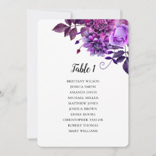 Convite Plano de assentos de casamento roxo. Plano de mesa