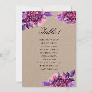 Convite Plano de assentos de casamento roxo. Plano kraft f